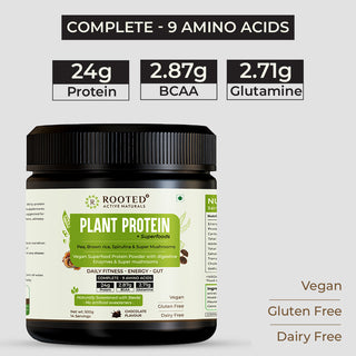 Plant Protein – 24gm Protein - Pea, Mushrooms, Spirulina & Probiotics