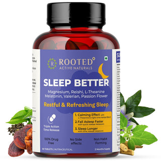 Rooted Sleep Better – Triple Action Time Release – for Deep, Restful Sleep - 60 tablets