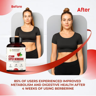 Rooted Berberine HCL 98% with Ceylon Cinnamon (Daalchini) 750mg Herbal Capsules for Metabolic Support, Liver Detox, Antioxidants – 60 Veg Caps