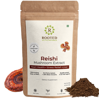 Rooted Reishi Powder Pure Adaptogenic Mushroom for for Daily Calm, Immunity & Stress Relief