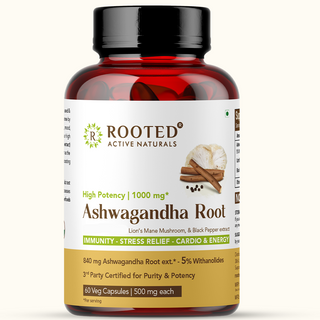Ashwagandha Capsules with Lions Mane & Black pepper extract