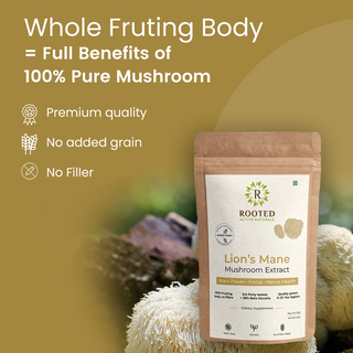 Lions Mane mushroom Extract (60 g) | Memory, Focus, Brain Powder & Nerve Health, 38% Beta Glucans