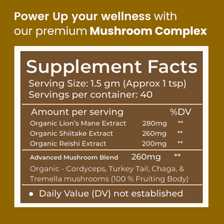7 Mushroom Complex Powder for Heart, Liver, Gut, Energy & Immunity