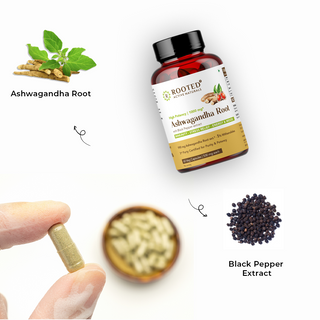 Pure Ashwagandha with black pepper extract capsules for Stress, Sleep & Mood Balance