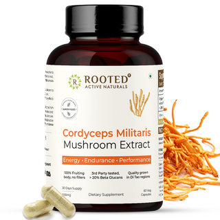 Cordyceps Mushroom - Performance Mushroom Supplement for Energy, Immunity, Fitness Support Supplement to Aid Oxygen Uptake, Testosterone & Virility, Stamina Support (60 Caps)
