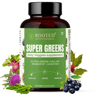 Super Greens Tablets with Mushrooms, Probiotics, and Enzymes – Alkalize, Detox & Energize Naturally
