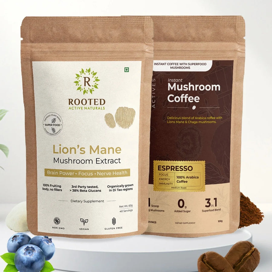 lions mane powder mushroom coffee combo