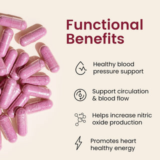 Rooted Active's PowerBeets - Beet Root Capsules with L-Arginine, 1000mg Serving | 10:1 Beetroot Extract, Helps Support Nitric Oxide Production, Heart Health with Grape Seed Extract (60 Caps)