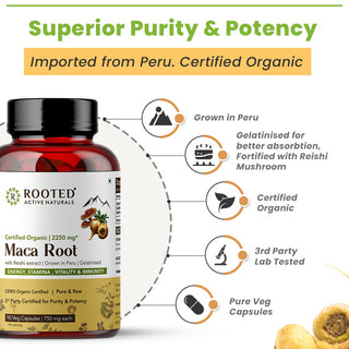 Certified Organic Peruvian Maca Root with Reishi Capsules