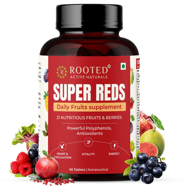 Super Reds Tablets with 21 Fruits & Berries for Antioxidants, Energy & Heart Health