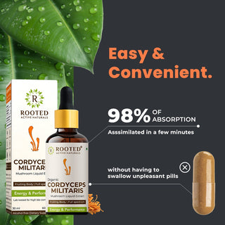 Organic Cordyceps Militaris Liquid Extract  Natural Energy & Performance Support