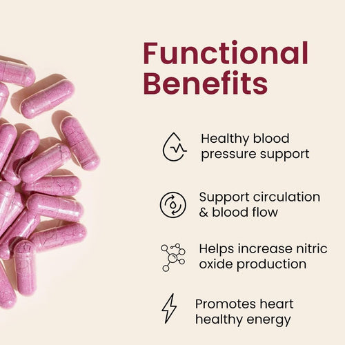 Power Beets Beet Root Capsules- Helps Support Nitric Oxide Production, Blood Pressure, Heart Health, Contains Non-GMO Beetroot Powder, Grape Seed Extract (90 Caps)