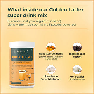 Golden Latte Mix with Nano Curcumin, Lion’s Mane Mushroom, MCT Powder