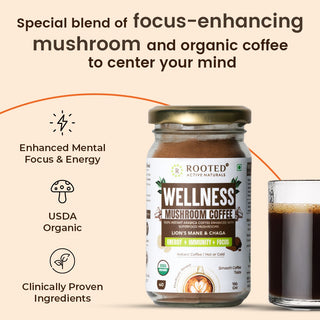 Rooted Wellness Mushroom Coffee – Focus, Energy & Immunity
