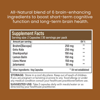 Brain Boost - Mushrooms & Ayurvedic Herbs Blend for Focus, Clarity & Cognitive Health