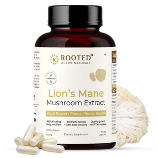 Organic Lions Mane mushroom extract (90 Capsules) for Focus, Memory & Brain Health