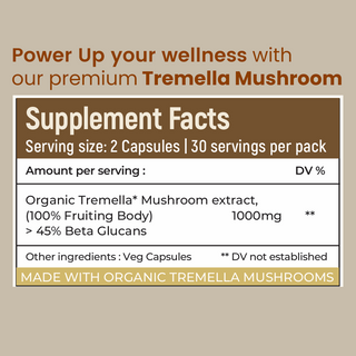 Tremella Mushroom Extract Capsules for Skin Hydration, Glow & Cellular Repair