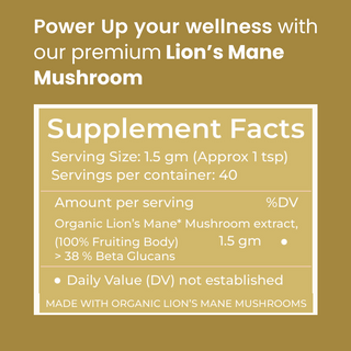 Organic Lion’s Mane Mushroom Powder for Focus, Memory & Brain Health