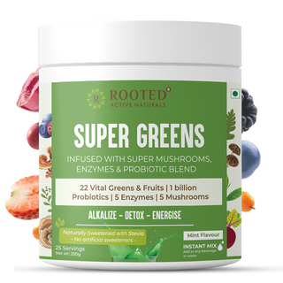 Super Greens Powder with Mushrooms, Probiotics, and Enzymes – Alkalize, Detox & Energize Naturally