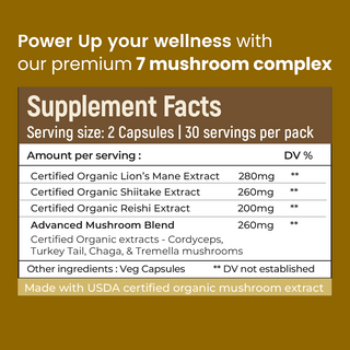 7 Mushroom Complex for Brain, Gut, Immunity & Energy