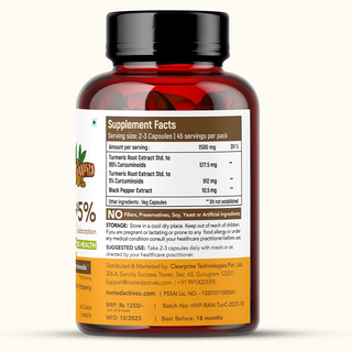 Turmeric Curcumin 95% with Black pepper extract (500 mg  Capsules)