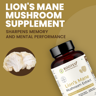 Organic Lions Mane mushroom extract (90 Capsules) for Focus, Memory & Brain Health