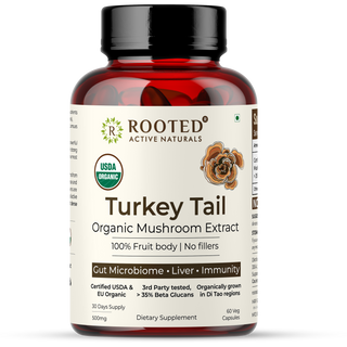 USDA Organic Turkey Tail Mushroom Extract Capsule, > 35% Beta Glucans
