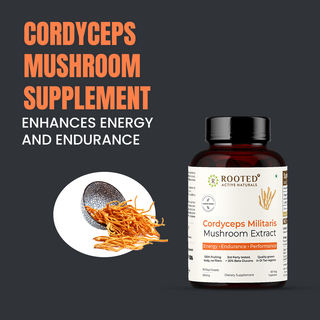 Cordyceps Mushroom - Performance Mushroom Supplement for Energy, Immunity, Fitness Support Supplement to Aid Oxygen Uptake, Testosterone & Virility, Stamina Support (60 Caps)