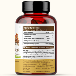 Ashwagandha extract (5% Withanolides) with Reishi & Black pepper extract