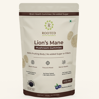 Certified Organic Lion's Mane mushroom Extract Gummies | Memory, Brain & Nerve Health. (No Sugar, Blueberry Flavor)