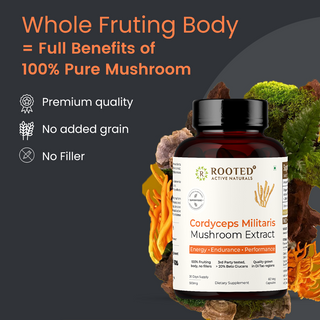 Cordyceps Mushroom - Performance Mushroom Supplement for Energy, Immunity, Fitness Support Supplement to Aid Oxygen Uptake, Testosterone & Virility, Stamina Support (60 Caps)