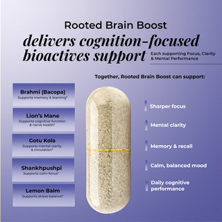 Brain Booster - Brahmi Shankpushpi, Bacopa, Lions Mane Mushroom & Jatamansi, Brain Memory Booster Mind Focus Mood, Nootropics Cognitive - 60 Veg Capsules