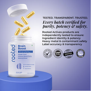 Brain Booster - Brahmi Shankpushpi, Bacopa, Lions Mane Mushroom & Jatamansi, Brain Memory Booster Mind Focus Mood, Nootropics Cognitive - 60 Veg Capsules