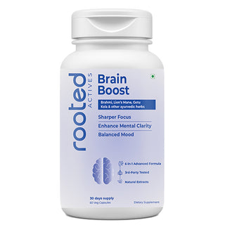 Brain Booster - Brahmi Shankpushpi, Bacopa, Lions Mane Mushroom & Jatamansi, Brain Memory Booster Mind Focus Mood, Nootropics Cognitive - 60 Veg Capsules