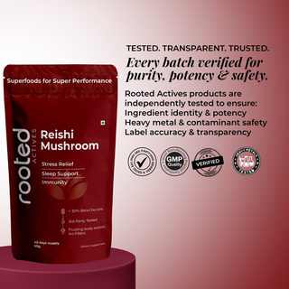 Rooted Reishi Powder Pure Adaptogenic Mushroom for for Daily Calm, Immunity & Stress Relief