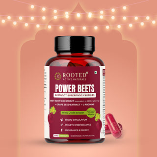 PowerBeets - Beet Root Capsules, Helps Support Nitric Oxide Production, Blood Pressure, Heart Health, Contains Non-GMO Beetroot Powder, Grape Seed Extract (60 Caps)