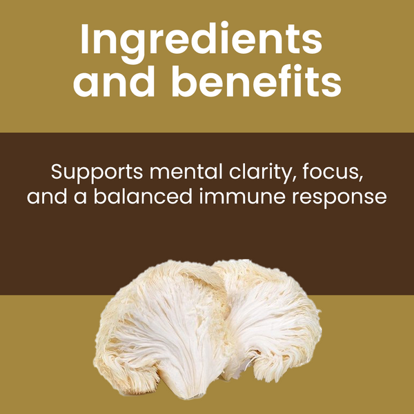 Lion’s Mane Mushroom Capsules – Natural Nootropic for Focus, Clarity & Wellness Support | 60 Caps