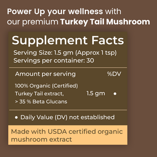 Turkey Tail Mushroom Extract Powder for Immunity, Gut Health & Antioxidant Support