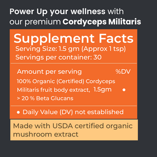 Cordyceps Militaris Extract Powder Stamina, Energy & Endurance Booster