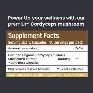 Organic Cordyceps Militaris Capsules Natural Stamina, Energy & Endurance Booster