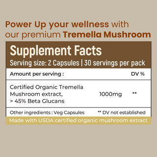 Tremella Mushroom Extract Capsules for Skin Hydration, Glow & Cellular Repair