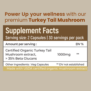 Turkey Tail Mushroom Extract Capsules for Immunity, Gut Health & Cellular Support