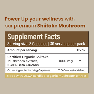 Shiitake Mushroom Extract Capsules for Immunity, Heart Health & Cholesterol Support