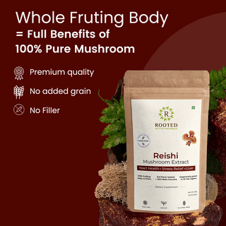 Rooted Reishi Powder Pure Adaptogenic Mushroom for for Daily Calm, Immunity & Stress Relief
