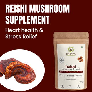 Rooted Reishi Powder Pure Adaptogenic Mushroom for for Daily Calm, Immunity & Stress Relief
