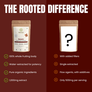 Rooted Reishi Powder Pure Adaptogenic Mushroom for for Daily Calm, Immunity & Stress Relief
