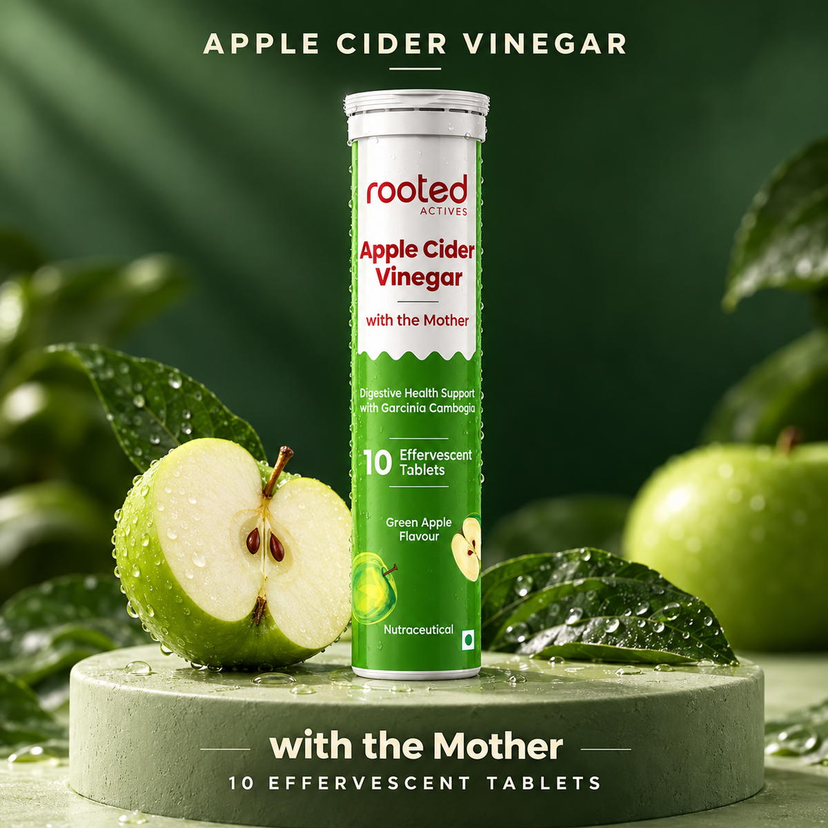 🎁 🎁 Rooted Actives ACV with the Mother, Effervescent Tablets - Starter(Pack Of 1)