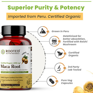 Certified Organic Peruvian Maca Root Capsules ( 750 mg)