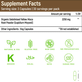 Certified Organic Peruvian Maca Root Capsules ( 750 mg)