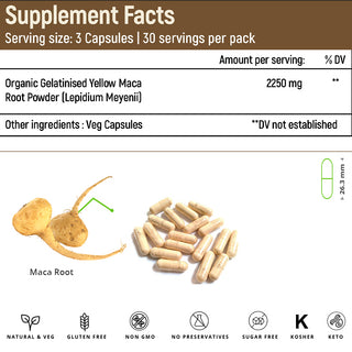 Certified Organic Peruvian Maca Root Capsules ( 750 mg)